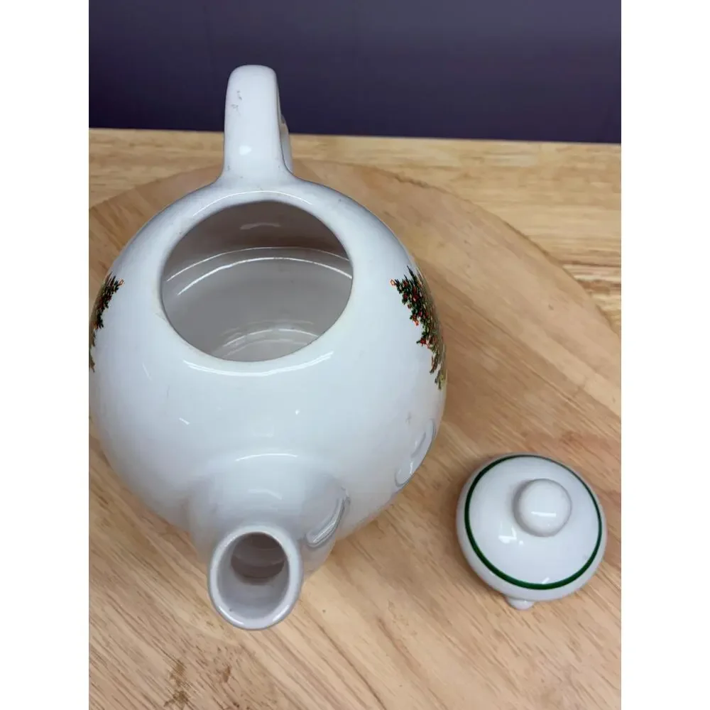 Pfaltzgraff Christmas Tree Tea for One Set | Teapot and Cup Stackable
